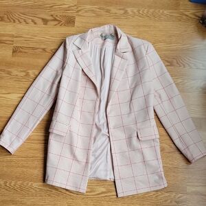 Women's Pink Checkered Blazer